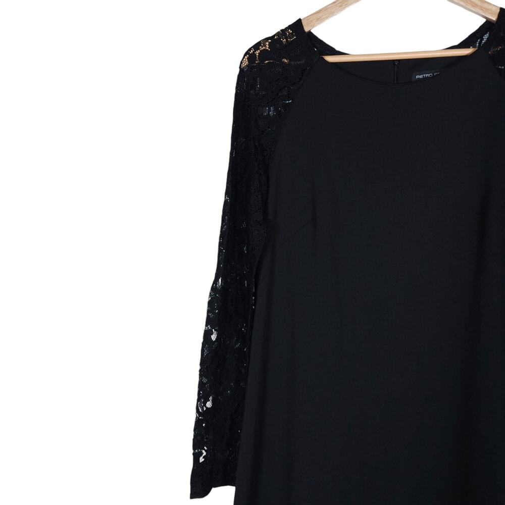 Pietro Brunelli Milano Womens Dress Small Black Floral Lace Long Sleeve A Line - Picture 3 of 15